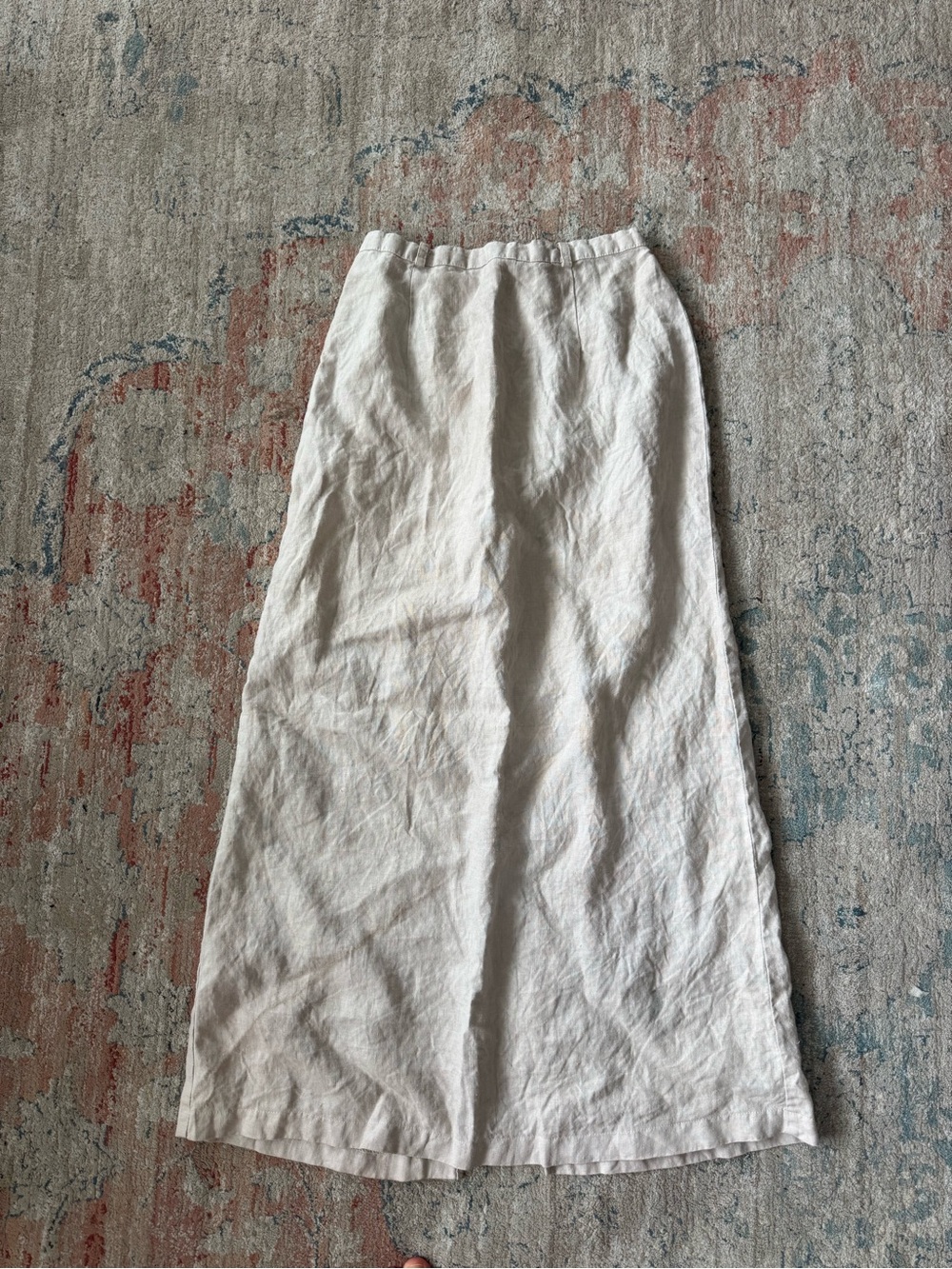 Hand-Dyed Cream Linen Maxi Skirt